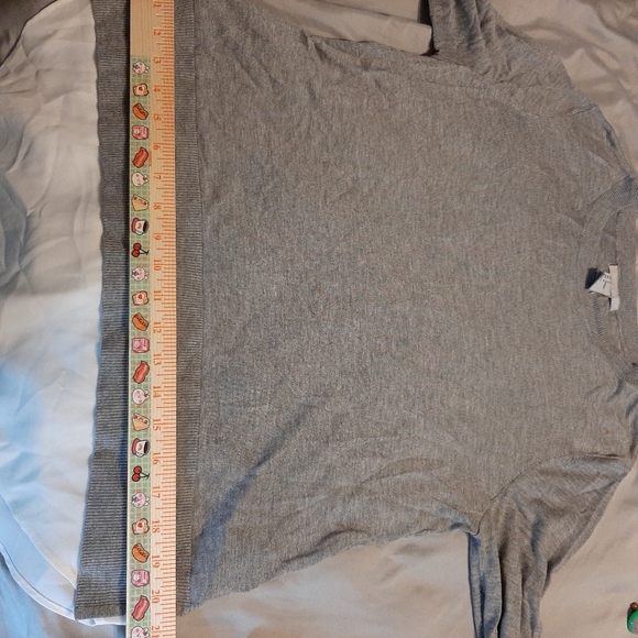 H&M gray sweater mock sheer top Women's Medium - Picture 2 of 9